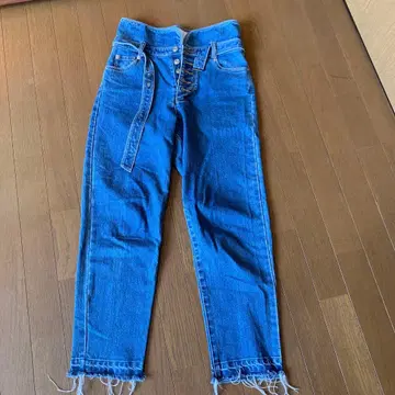 하이웨스트 프린지 데님 팬츠