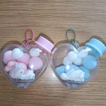 시나모롤 마이멜로디 하트형 폼폼 키링