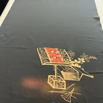 순수 실크 블랙 베이스 기모노 옷감 금채 패턴 일본풍 패턴 미재단 12