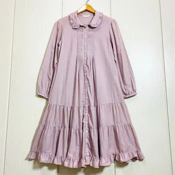 PINK HOUSE 핀턱 프릴 티어드 플레어 셔츠 원피스