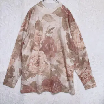 아라자리카 꽃무늬 니트 스웨터 M 사이즈 긴팔 여성용 핑크 계열