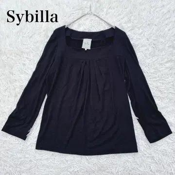 시빌라 Sybilla 7부 소매 스퀘어넥 티셔츠 블랙 L