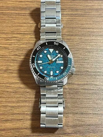 SEIKO 자동 와인딩 손목시계 파란색 다이얼 박스 포함 풀세트