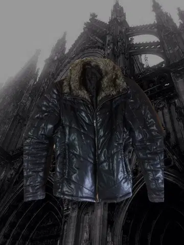 00s archive fur jacket double zip