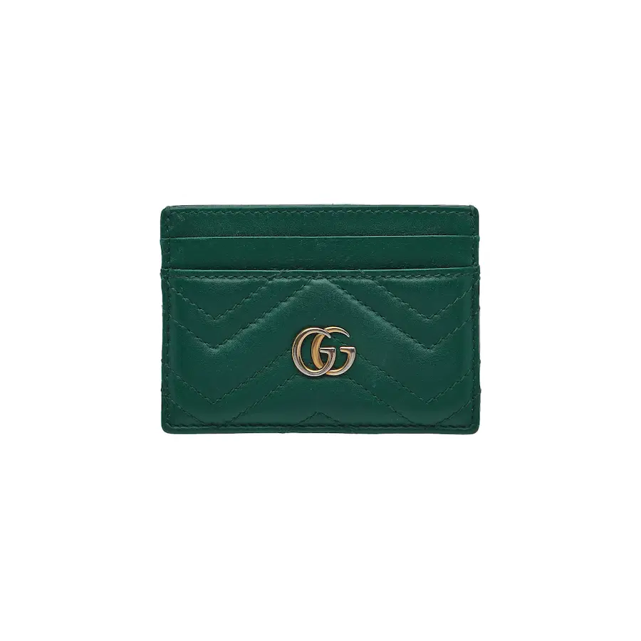 古驰 GG Marmont Matelassé 皮革卡包 绿色