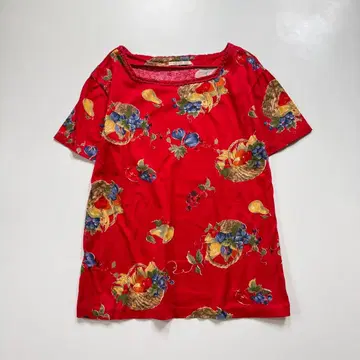 PINK HOUSE 핑크하우스 후르츠 프린트 반팔 티셔츠 빨간색