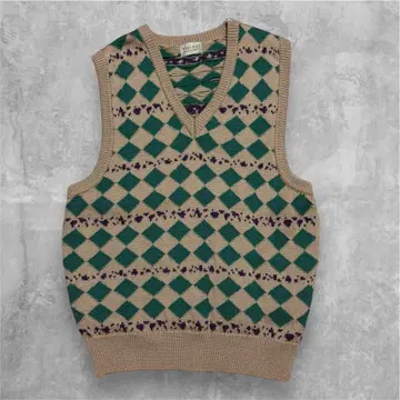 MEN'S BIGI 다이아몬드 패턴 니트 베스트 아카이브 그런지 y2k