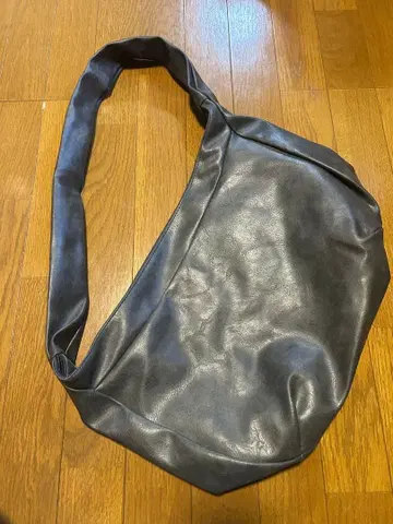 Leather Shoulder Bag Dark Gray y2k