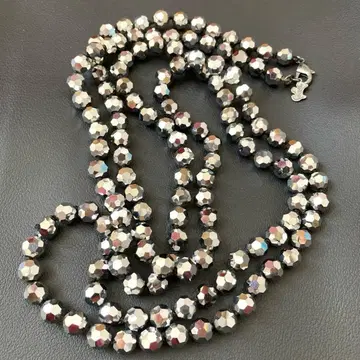 아가타 AGATHA 볼 체인 롱 목걸이 실버 컬러 미러볼