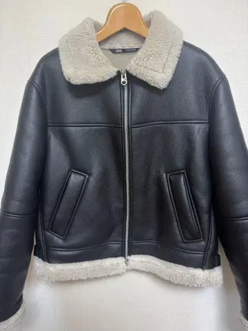ZARA 더블 페이스 페이크 레더 자켓