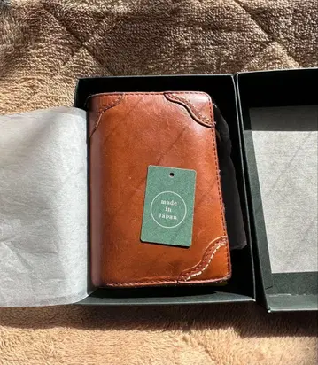일본제 가죽 접이식 지갑 브라운