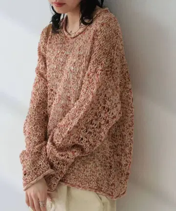 안티카 슬라브 메쉬 니트 니트 여성용 상의