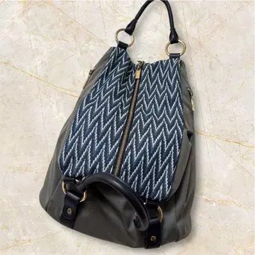 레어 이아파피요네 니트 스탬프 핸드백 그레이 올 패턴 기하학 하자품