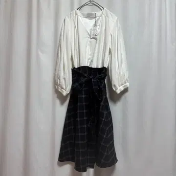 [ 택 포함 새상품 ] CECIL McBEE 체크 무늬 원피스 허리 리본