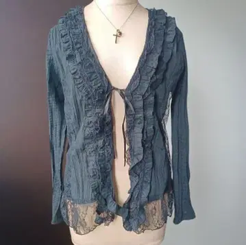 프릴 가디건 레이스 모리걸 페어리 그런지 헤이세이 y2k 다크 코어