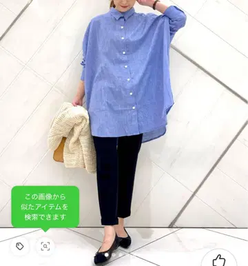 가격 인하 새상품급 미즈이로 인드 린넨 블렌드 와이드 셔츠