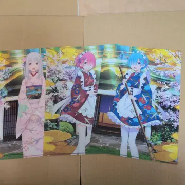 리제로 나리타 애니메이션 데크 클리어 파일 세트 에밀리아 라무 렘