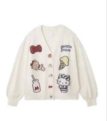 산리오 하우스 젤라또피케 스무디 가디건 키티 화이트