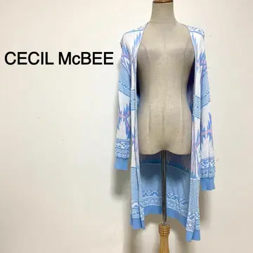 CECIL McBEE 기하학 패턴 롱 가디건