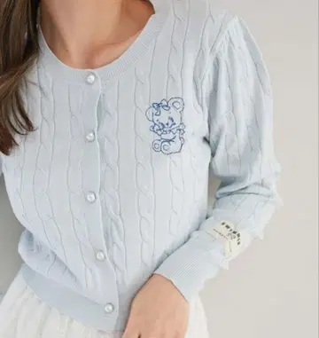 MAJESTIC LEGON SWIMMER 콜라보 케이블 가디건 스카이블루