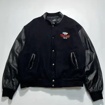 00s CONCORD 캐나다제 소매 가죽 바시티 자켓 XL 블랙 7969