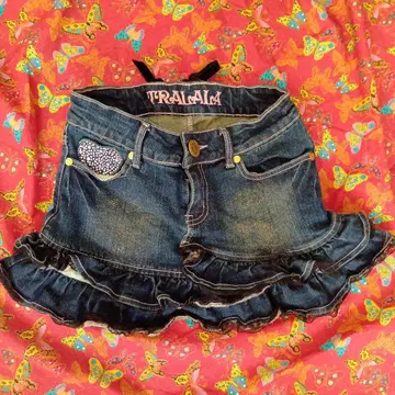 레어 엄청 귀여운 TRALALA 데님 미니 스커트 프릴 포함