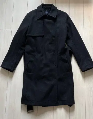 GAP 블랙 롱 코트 벨트 포함 L 여성용 아우터 트렌치코트