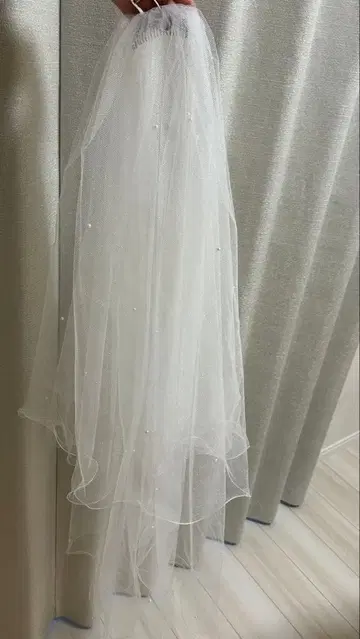 펄 베일 라메 알파 블랑카 웨딩 결혼식 웨딩 베일