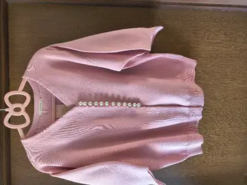 로즈 티아라 펄 버튼 가디건 핑크