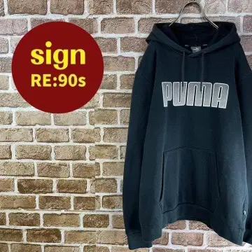 푸마 빅 프린트 로고 후드 맨투맨