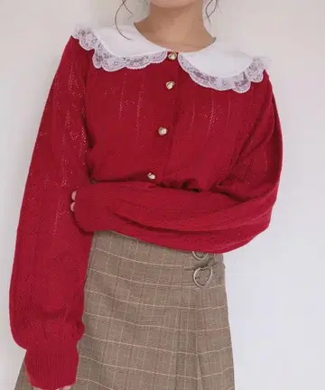 새상품급 Honey Cinnamon 하트 시스루 니트 가디건