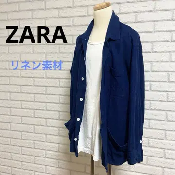 ZARA 린넨 레이온 커버올 셔츠 자켓 사이즈 42 네이비