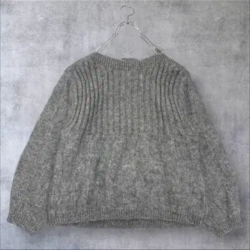 새상품급 슬로브 이에나 알파카 혼방 바스켓 편직 백리본 니트