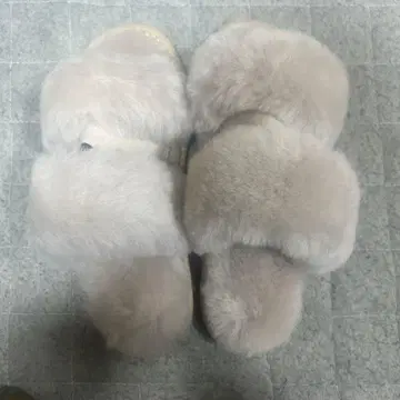 B0MA 퍼 슬리퍼 샌들 베이지