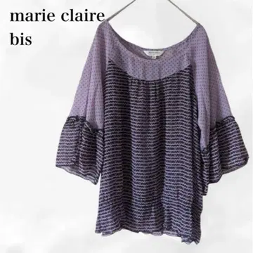 마리끌레르비스 ] 블라우스 [ F ] 퍼플 도트 투톤 빅
