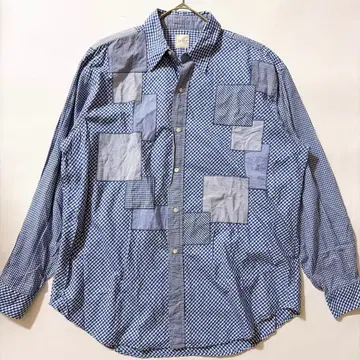 패치워크 칼 헬무트 클레이지 패턴 깅엄 체크 셔츠 L