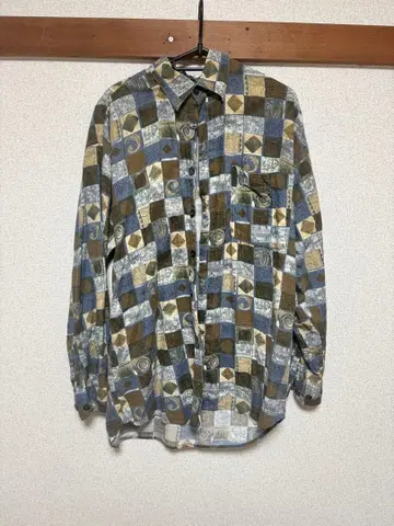 빈티지 체크 무늬 긴팔 셔츠 봄 가을 구제 의류 개성파