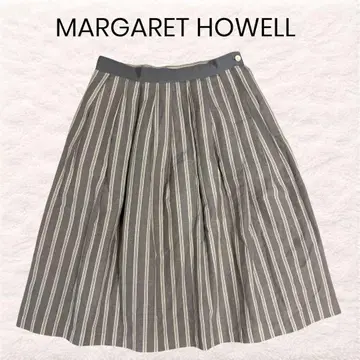 마가렛호웰 코튼 린넨 스트라이프 플리츠 스커트