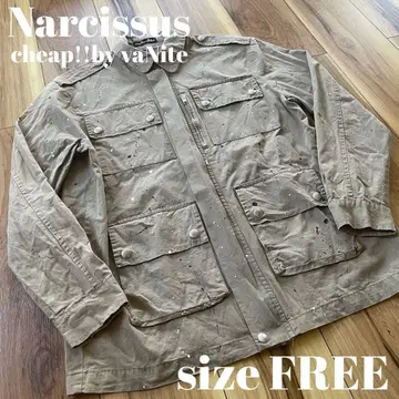Narcissus 남성용 페인트 가공 밀리터리 필드 자켓