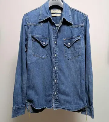 레미 리프 인디고 웨스턴 셔츠 M 데미지 가공