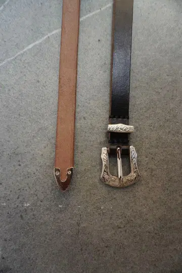 도치기 가죽 웨스턴 벨트 차심/실버