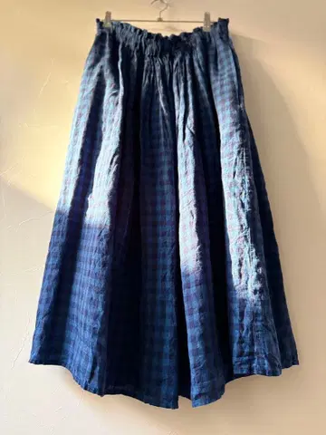 새상품급 사만사 모스모스 린넨 블록 체크 플레어 스커트 프리 사이즈