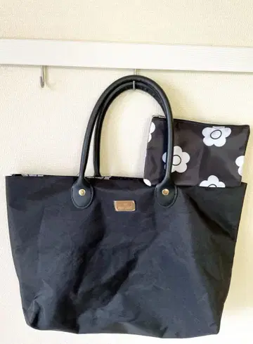 MARY QUANT 마리크와 나일론 토트백 꽃무늬 파우치 포함 A4 가능