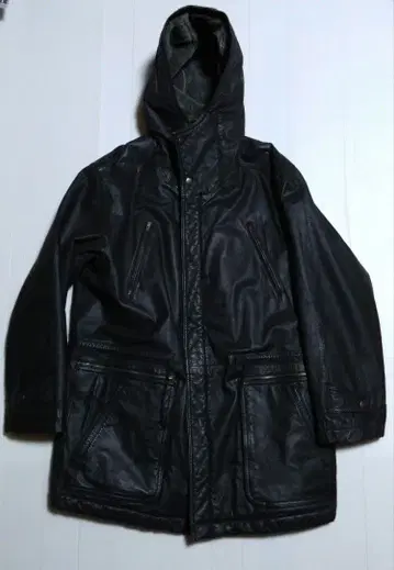 intermezzo 천연 가죽 플리스 라이닝 롱 가죽 자켓