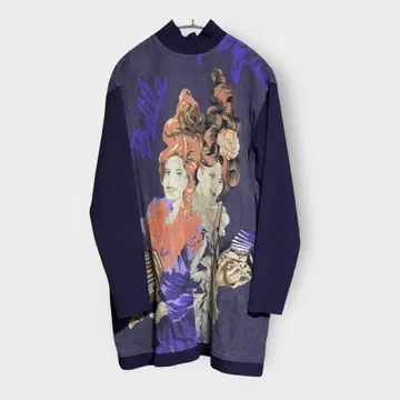 토쿠코 프리미어볼 인물 아트 프린트 원피스 튜닉 니트