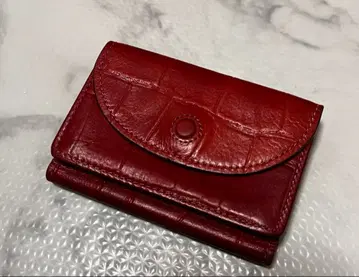 레어 aniary 아니아리 카드 케이스 명함지갑 악어 엠보싱 레드 브라운
