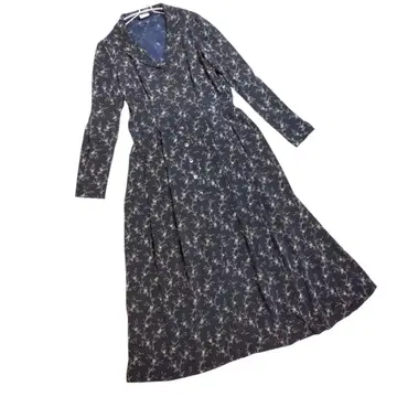 프랑스제 Agnes b 꽃무늬 셔츠 원피스 맥시 길이 38 벨트 포함