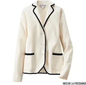 미사용 유니클로 이네스 면 밀라노 리브 자켓 S 사이즈 오프화이트 네이비