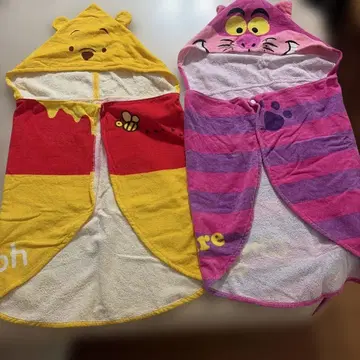 푸우와 체셔 고양이 후드 타월