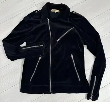 남성용 라이더 자켓 벨로아 벨벳 블랙 M Y2K 바이크